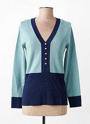 Pull coupe cintrée manches longues bleu MARBLE femme