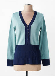 Pull coupe cintrée manches longues bleu MARBLE femme