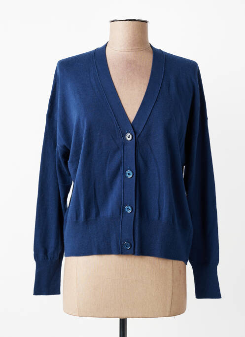 Gilet manches longues fermeture boutonnée sur le devant bleu ESTHEME femme