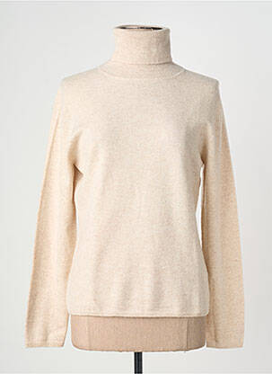 Pull col roulé coupe cintrée manches longues beige ESTHEME femme