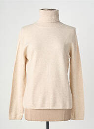 Pull col roulé coupe cintrée manches longues beige ESTHEME femme