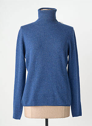 Pull col roulé coupe cintrée manches longues bleu ESTHEME femme