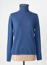 Pull col roulé coupe cintrée manches longues bleu ESTHEME femme