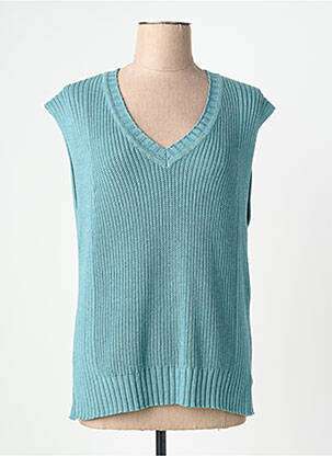 Pull coupe droite manches courtes vert MARBLE femme