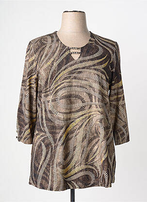 T-shirt manches 3/4 manches 3/4 marron CHALOU femme