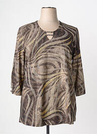 T-shirt imprimé fantaisie manches 3/4 marron CHALOU femme