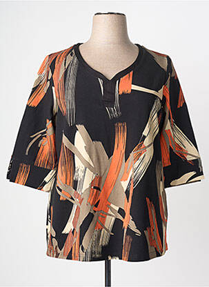 T-shirt imprimé fantaisie manches 3/4 noir CHALOU femme