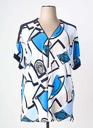 T-shirt imprimé fantaisie manches courtes bleu JOSEPH RIBKOFF femme