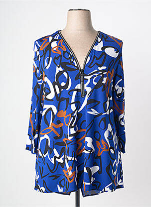 Top stretch manches longues bleu JOSEPH RIBKOFF femme