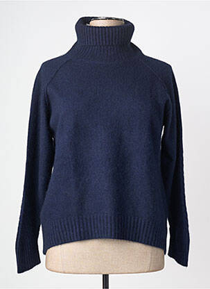 Pull col roulé coupe droite manches longues bleu FUEGO WOMAN femme