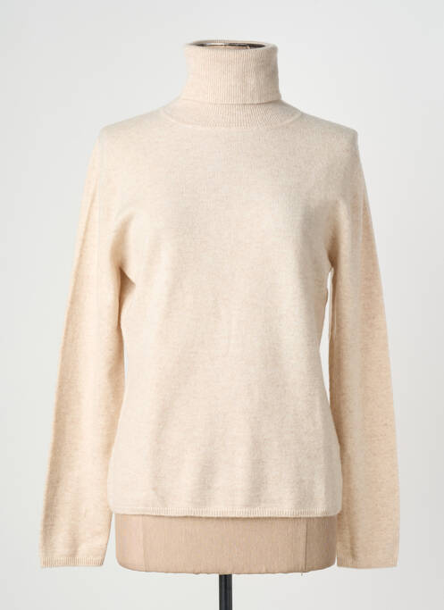 Pull col roulé coupe cintrée manches longues beige ESTHEME femme