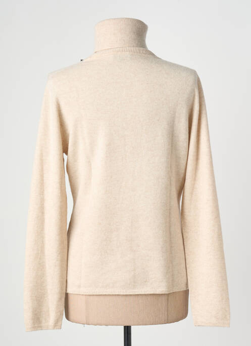 Pull col roulé coupe cintrée manches longues beige ESTHEME femme