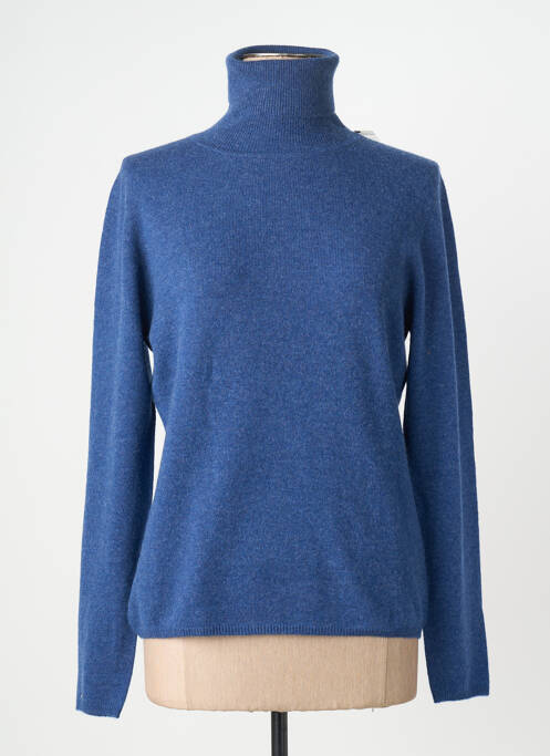Pull col roulé coupe cintrée manches longues bleu ESTHEME femme