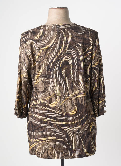T-shirt imprimé fantaisie manches 3/4 marron CHALOU femme