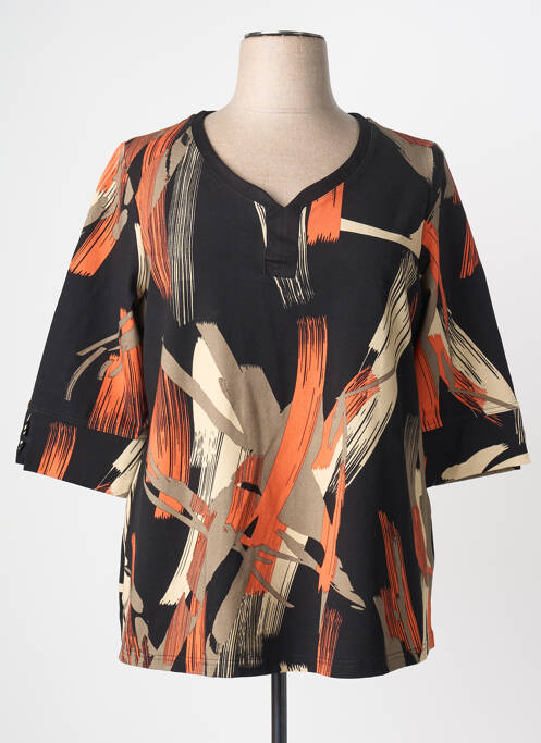 T-shirt imprimé fantaisie manches 3/4 noir CHALOU femme