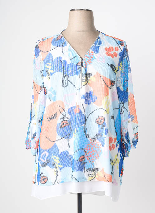 Top imprimé fantaisie manches 3/4 blanc JOSEPH RIBKOFF femme
