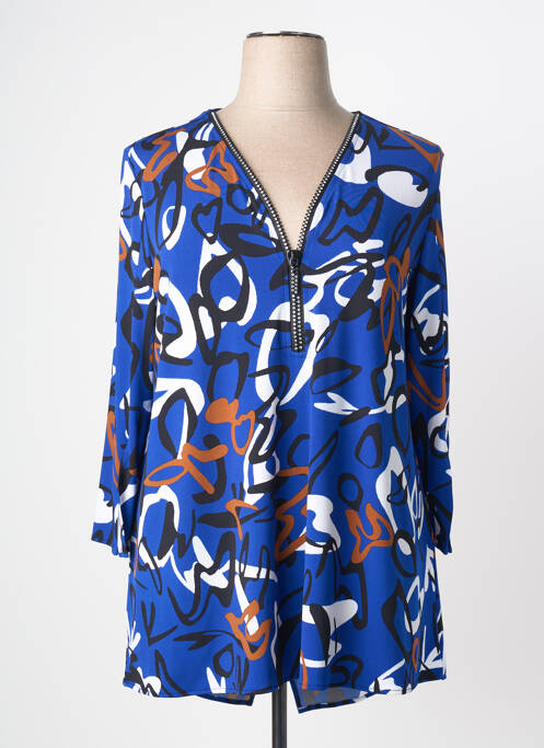 Top stretch manches longues bleu JOSEPH RIBKOFF femme