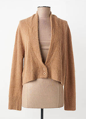Gilet manches longues col châle marron ESTHEME femme