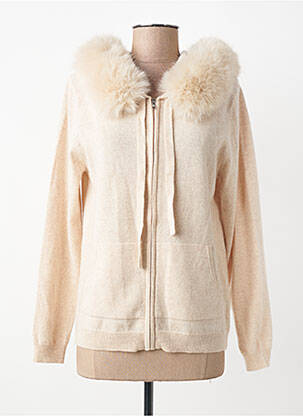Gilet manches longues resserrée sur le bas beige ESTHEME femme