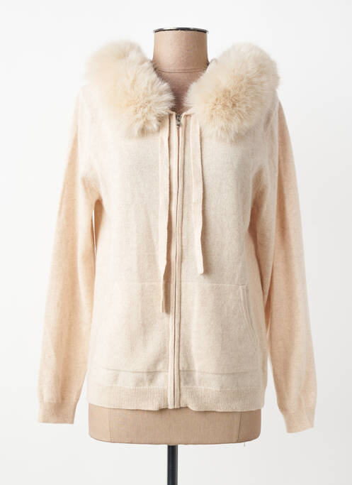 Gilet manches longues resserrée sur le bas beige ESTHEME femme