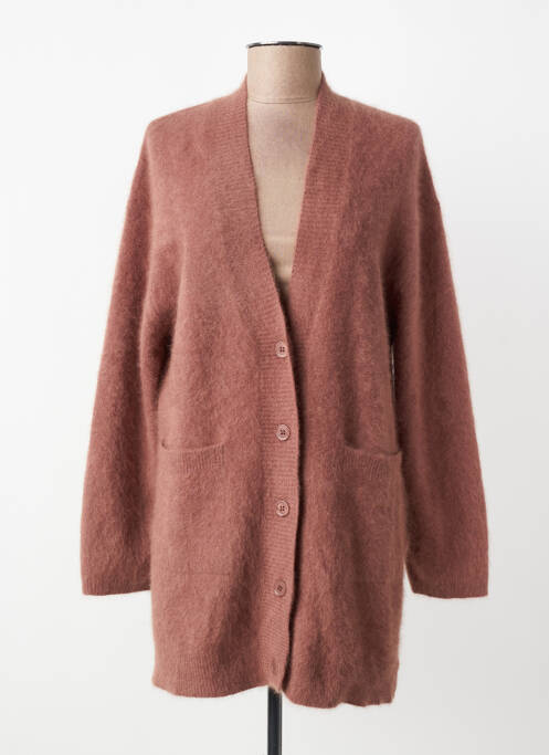 Gilet manches longues maille maille poilu rose ESTHEME femme