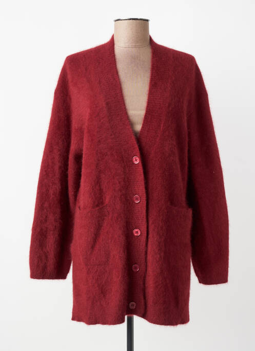 Gilet manches longues maille maille poilu rouge ESTHEME femme