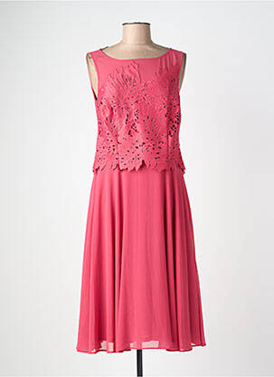 Robe mi-longue tissage crêpe sans manche rouge VERA MONT femme