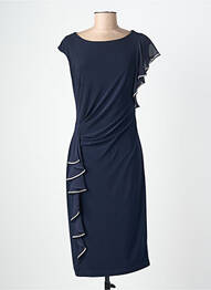 Robe mi-longue fermeture zippée au dos manches courtes bleu JOSEPH RIBKOFF femme