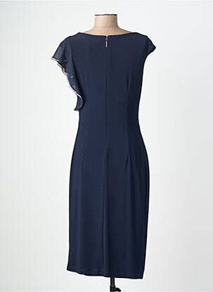 Robe mi-longue fermeture zippée au dos manches courtes bleu JOSEPH RIBKOFF femme