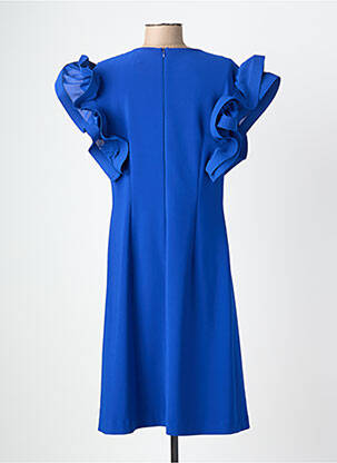 Robe mi-longue fermeture zippée au dos manches courtes bleu JOSEPH RIBKOFF femme