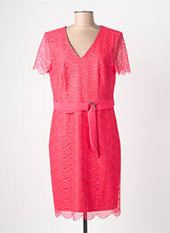 Robe mi-longue tissage crêpe manches courtes rose LINEA RAFFAELLI femme