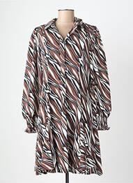 Robe mi-longue coupe fluide manches longues marron MARBLE femme