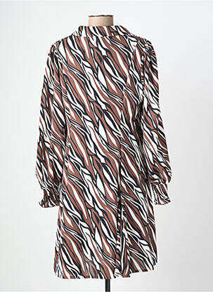 Robe mi-longue coupe fluide manches longues marron MARBLE femme