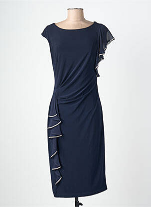 Robe mi-longue fermeture zippée au dos manches courtes bleu JOSEPH RIBKOFF femme