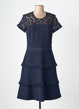 Robe mi-longue fermeture zippée au dos manches courtes bleu JOSEPH RIBKOFF femme