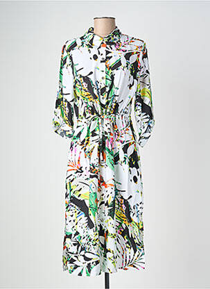 Robe mi-longue imprimé fleurs manches 3/4 noir JOSEPH RIBKOFF femme