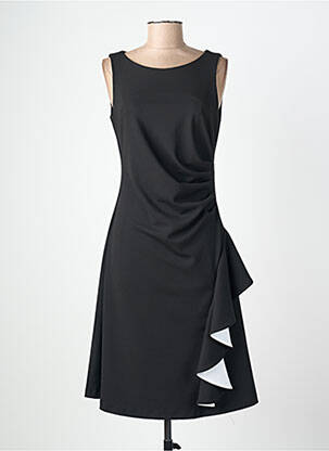 Robe mi-longue tissage crêpe sans manche noir JOSEPH RIBKOFF femme