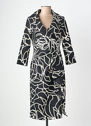 Robe mi-longue manches 3/4 manches 3/4 noir JOSEPH RIBKOFF femme