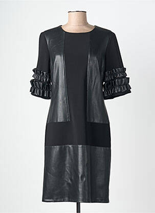 Robe mi-longue fermeture zippée au dos manches courtes noir JOSEPH RIBKOFF femme