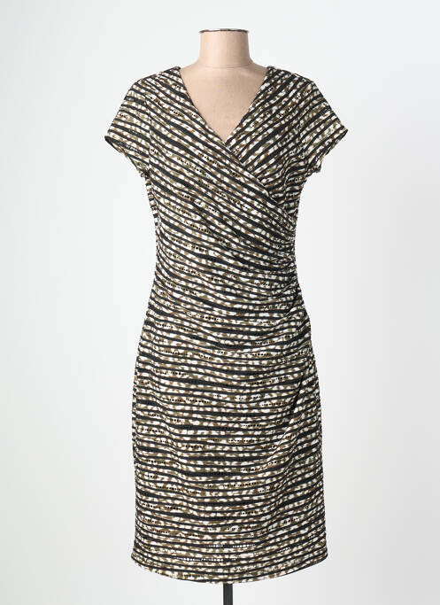 Robe mi-longue fermeture zippée au dos manches courtes vert JOSEPH RIBKOFF femme