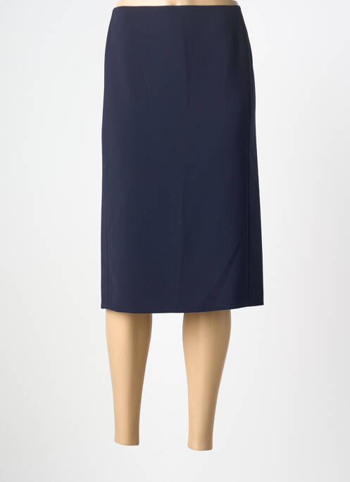 Jupe mi-longue taille à pinces bleu BASLER femme