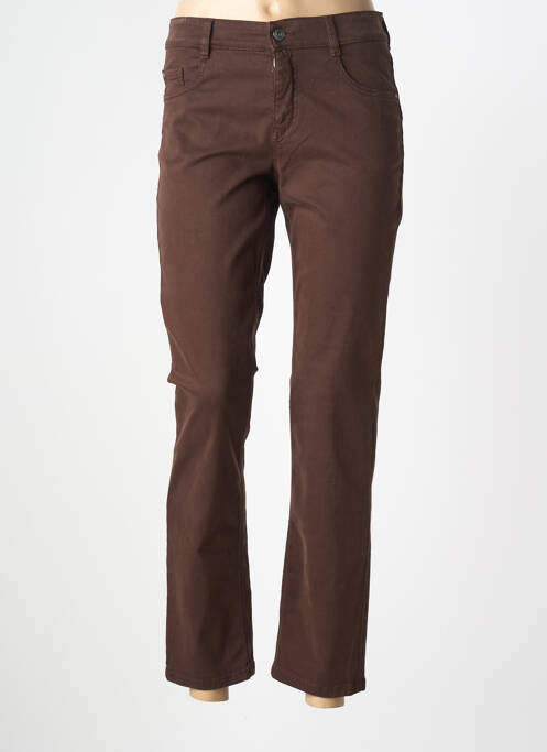 Jeans coupe slim stretch taille normale marron fonce GARDEUR femme