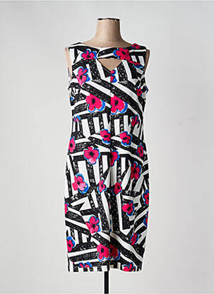 Robe mi-longue imprimé fantaisie sans manche noir JOSEPH RIBKOFF femme