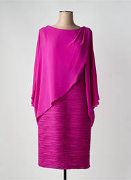 Robe mi-longue tissage crêpe manches courtes rose JOSEPH RIBKOFF femme