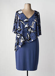 Robe mi-longue imprimé fantaisie manches courtes bleu JOSEPH RIBKOFF femme