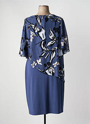 Robe mi-longue imprimé fantaisie manches courtes bleu JOSEPH RIBKOFF femme