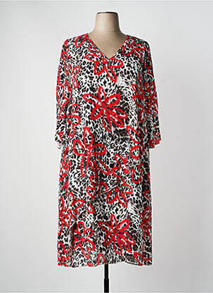 Robe mi-longue manches 3/4 manches 3/4 rouge SEMPRE PIU femme