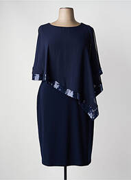Robe mi-longue tissage crêpe manches courtes bleu JOSEPH RIBKOFF femme