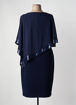 Robe mi-longue tissage crêpe manches courtes bleu JOSEPH RIBKOFF femme