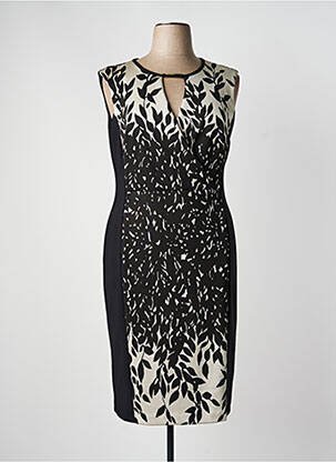 Robe mi-longue imprimé fantaisie sans manche noir JOSEPH RIBKOFF femme